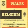 Wales v Belgium Youth Championship 1988